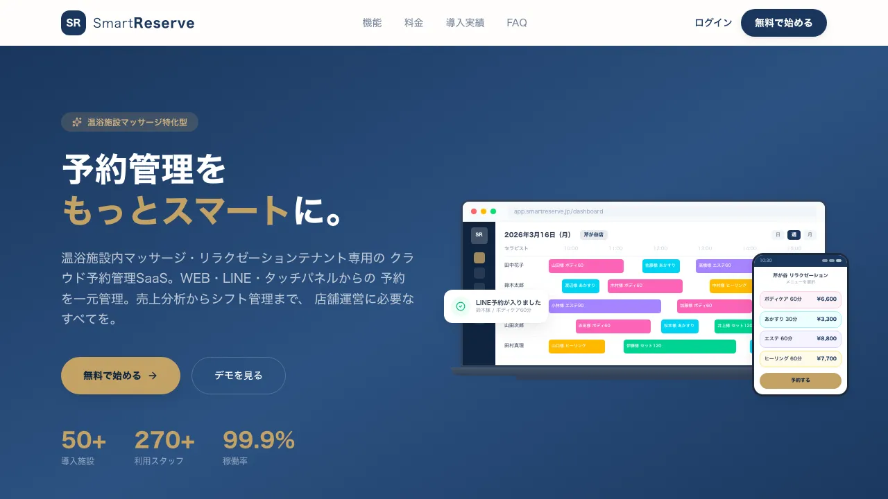 Smart Reserve の実際の画面